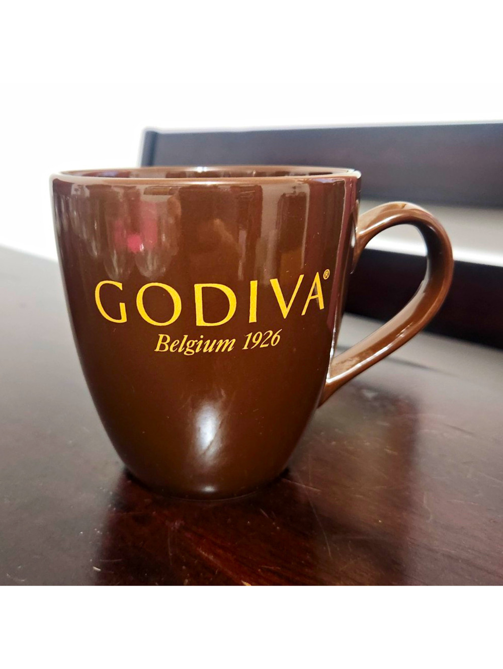 Godiva Belgium 1926 Brown & Gold Ceramic Advertising Mug Cup Collectible